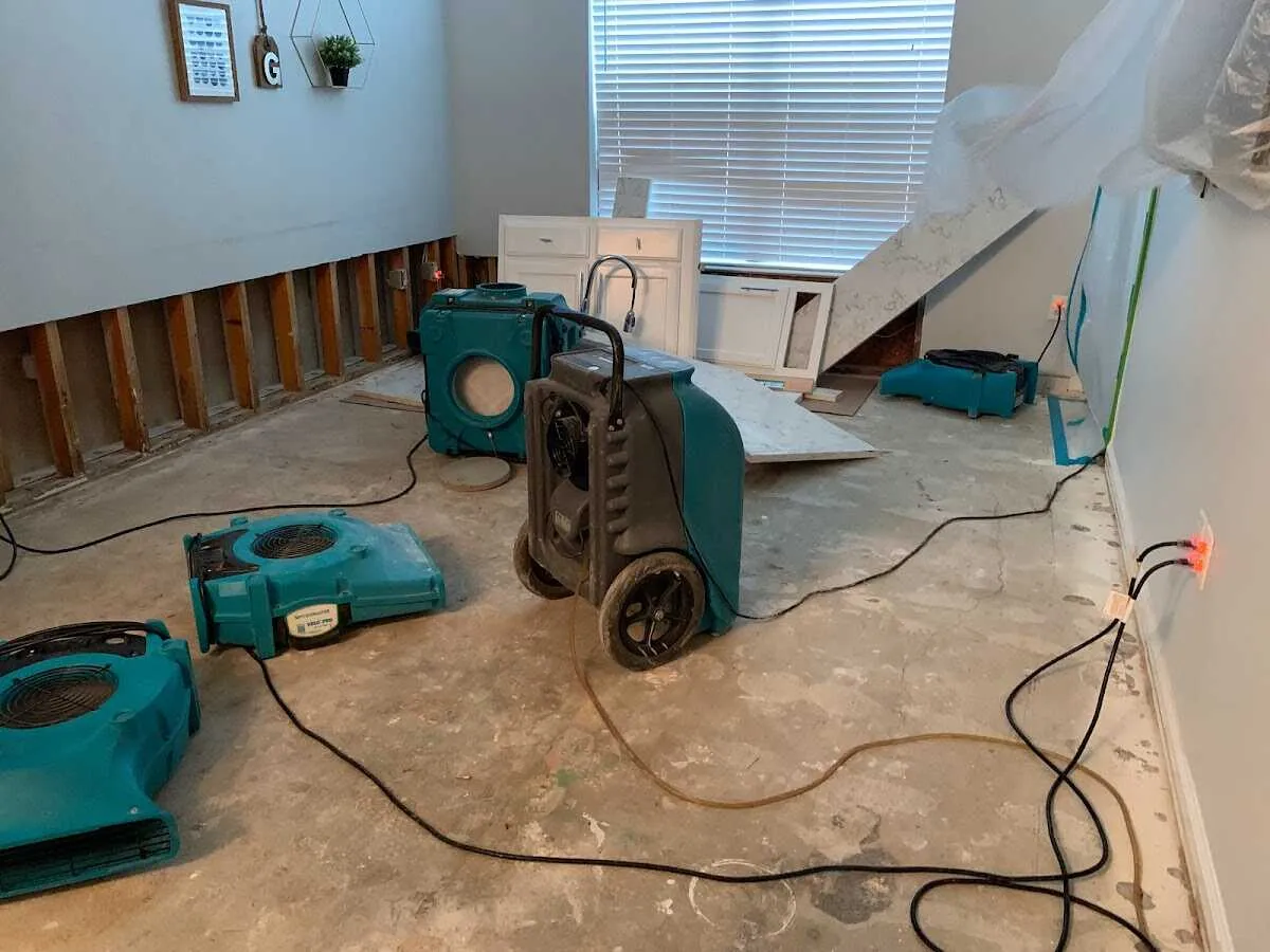 Dehumidifier in flood-cut room for Water Extraction & Removal in Austin